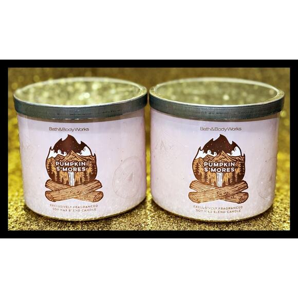 Lot of 2 Bath & Body Works Pumpkin S'mores Large 3-Wick Scented Candle 14.5oz - Picture 1 of 5